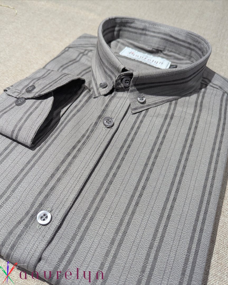 Graphite Textured Stripe Formal Shirt