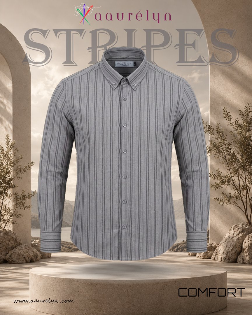 Graphite Textured Stripe Formal Shirt