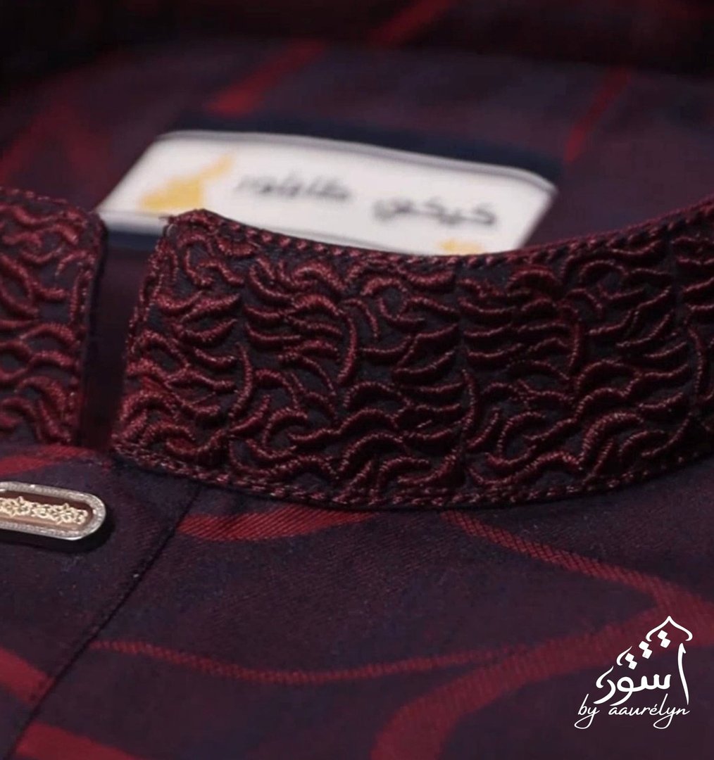 Aswad-Maroon Jacquard Panjabi - aaurélyn | Aswad Collection