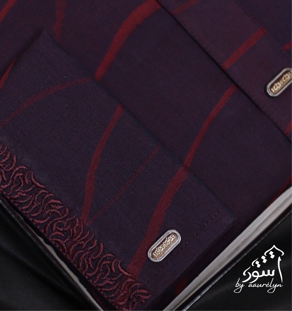 Aswad-Maroon Jacquard Panjabi - aaurélyn | Aswad Collection