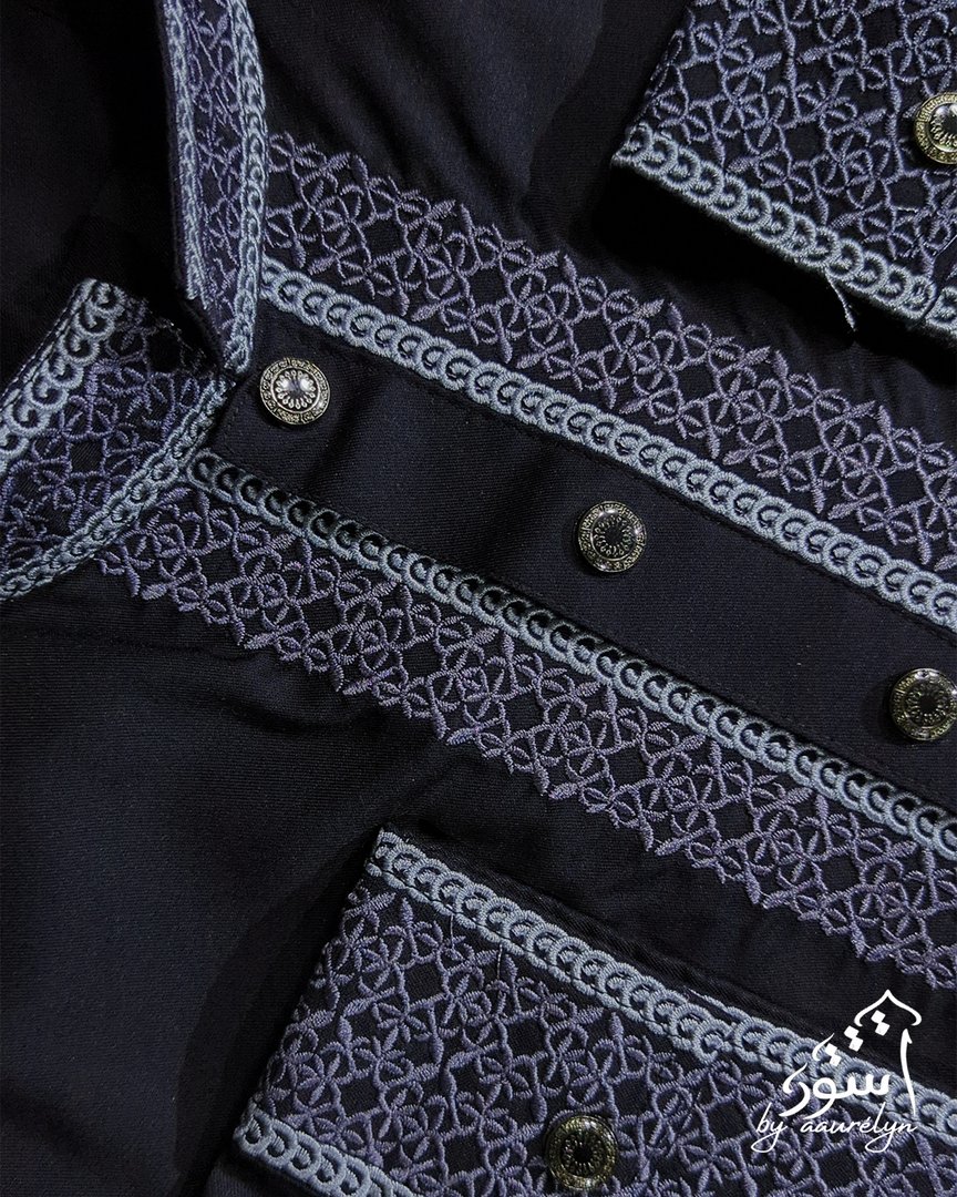 Aswad – Black  Regular Fit Embroidered Panjabi - aaurélyn | Aswad Collection