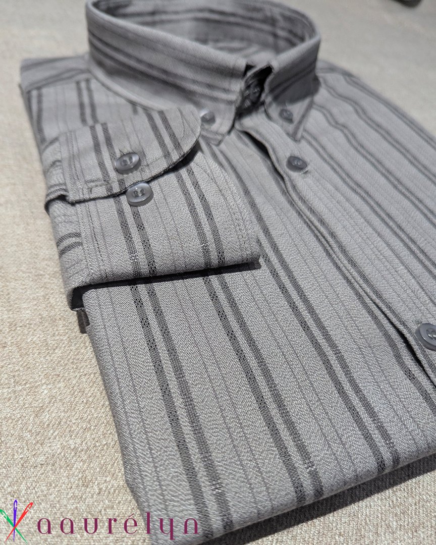 Graphite Textured Stripe Formal Shirt