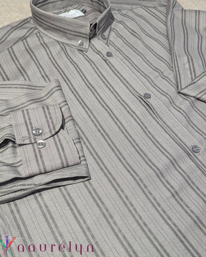 Graphite Textured Stripe Formal Shirt