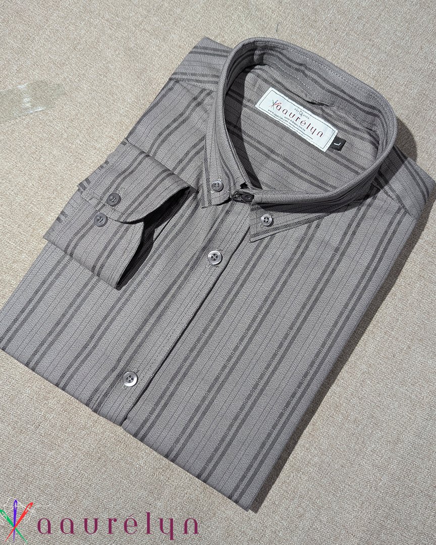 Graphite Textured Stripe Formal Shirt