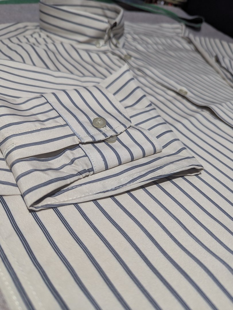 Cream & Navy Stripe Shirt