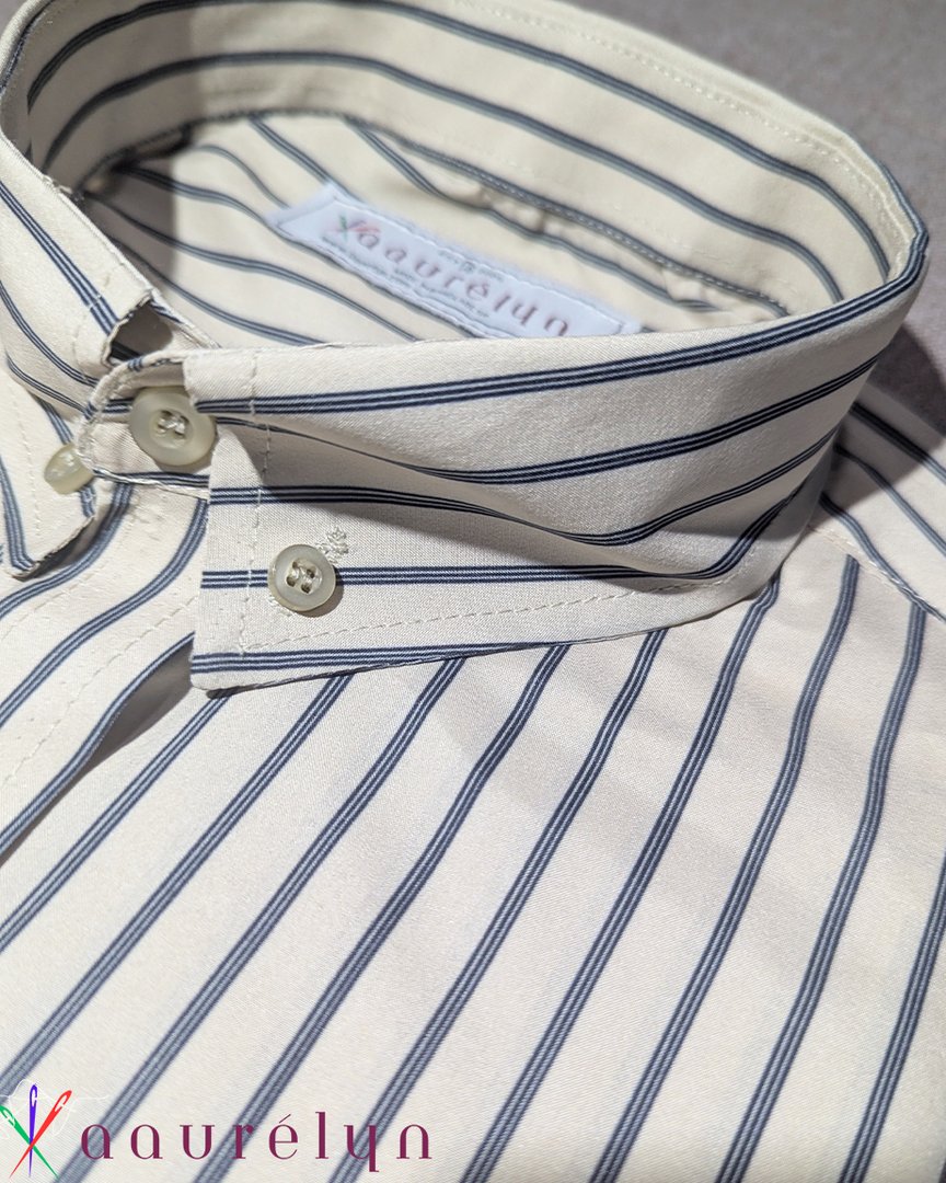 Cream & Navy Stripe Shirt