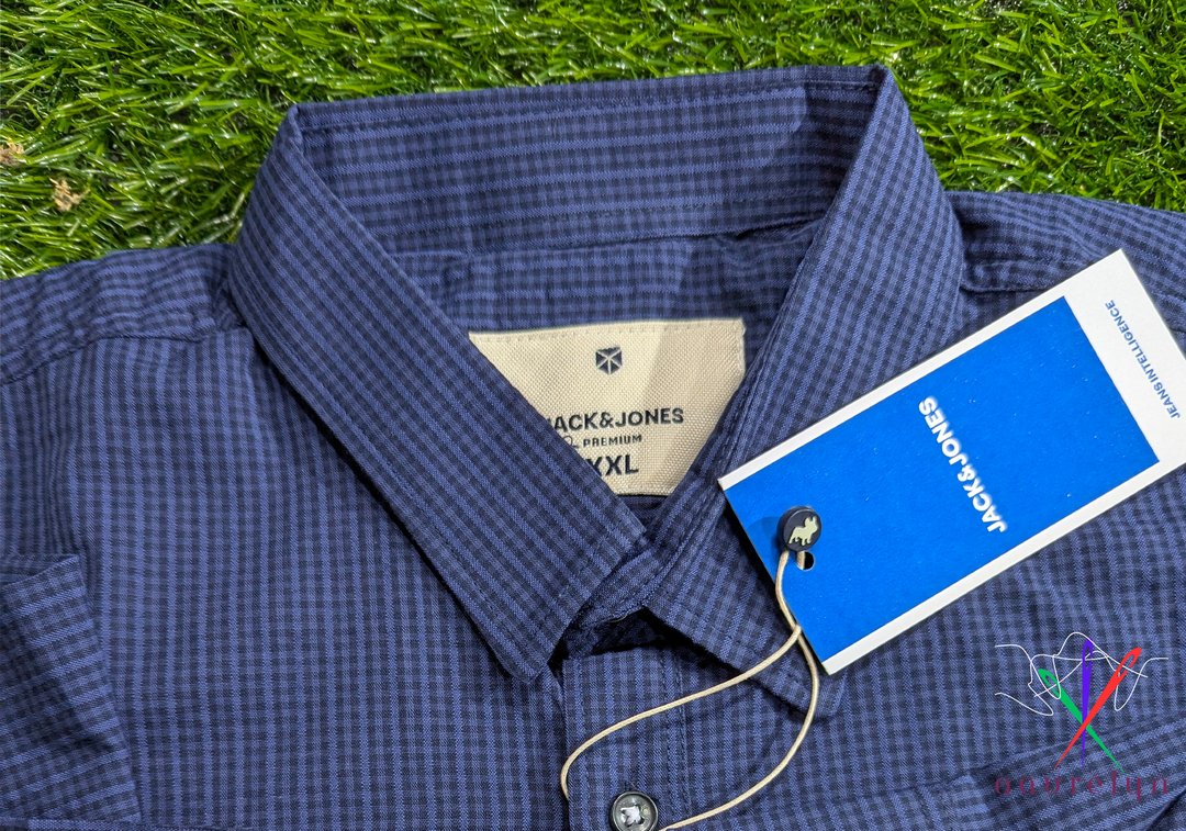 Men’z Casual Blue Micro Check Shirt - aaurélyn