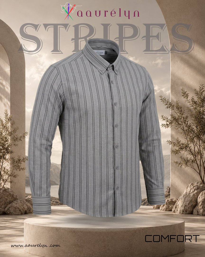 Graphite Textured Stripe Formal Shirt