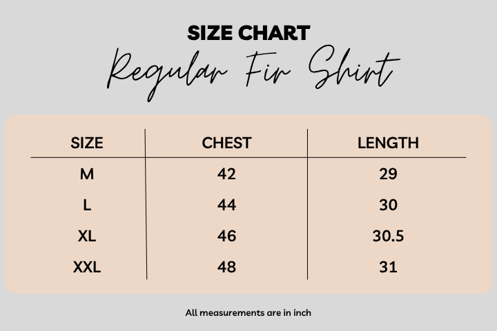 Size Chart for Graphite Textured Stripe Formal Shirt