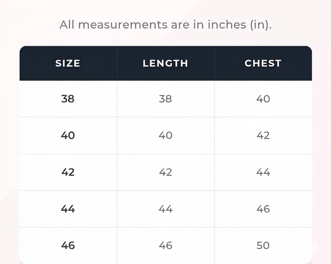 Size Chart for Lavender Floral Embroidered China Silk Panjabi - aaurélyn