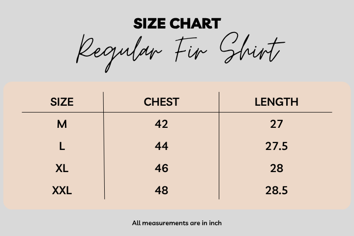 Size Chart for Dusty Rose Pinstripe Shirt